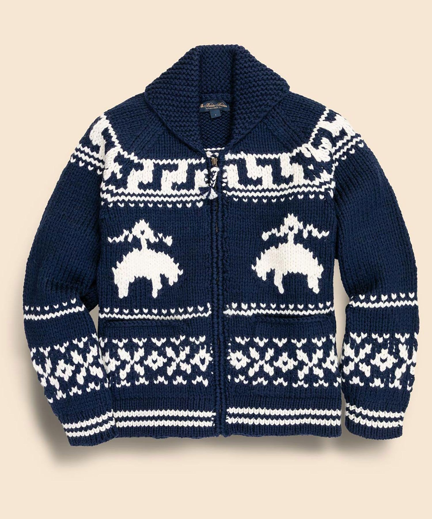 Brooks Brothers｜ウール GFロゴ フルジップ カウチンセーター