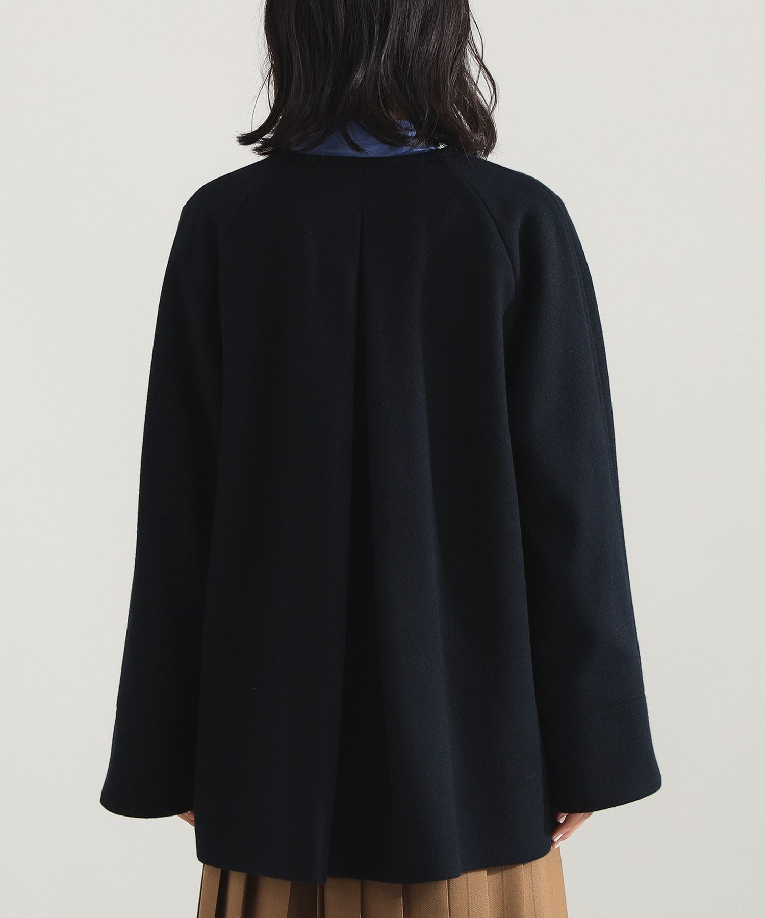 Demi-Luxe BEAMS｜ソフトメルトン ノーカラーコート Aライン ミドル丈