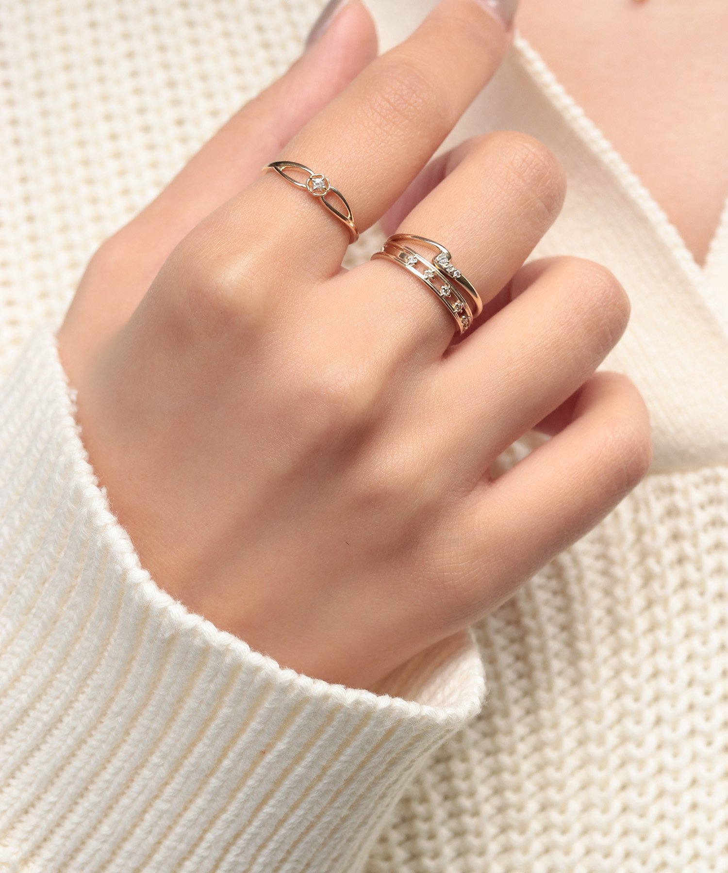 NOIR DE POUPEE｜le bois K10 ダイヤモンド透かしエタニティ リング