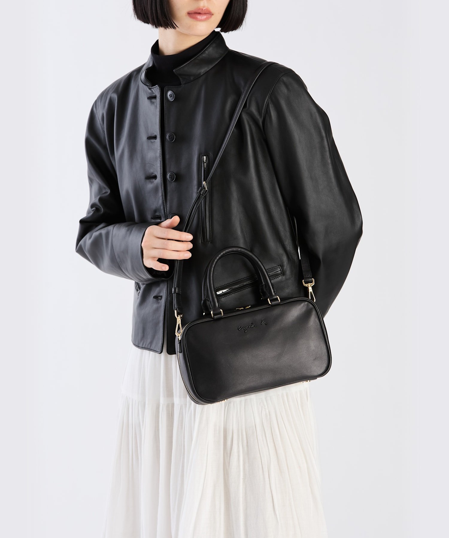 agnes b.｜レザー 2way ボストンバッグ