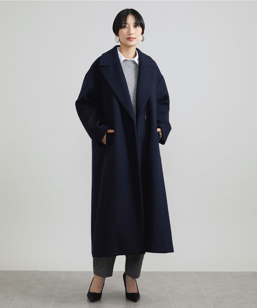 Leh ダークブルー オーバーコート Mサイズ ネイビー Leh ダークブルー