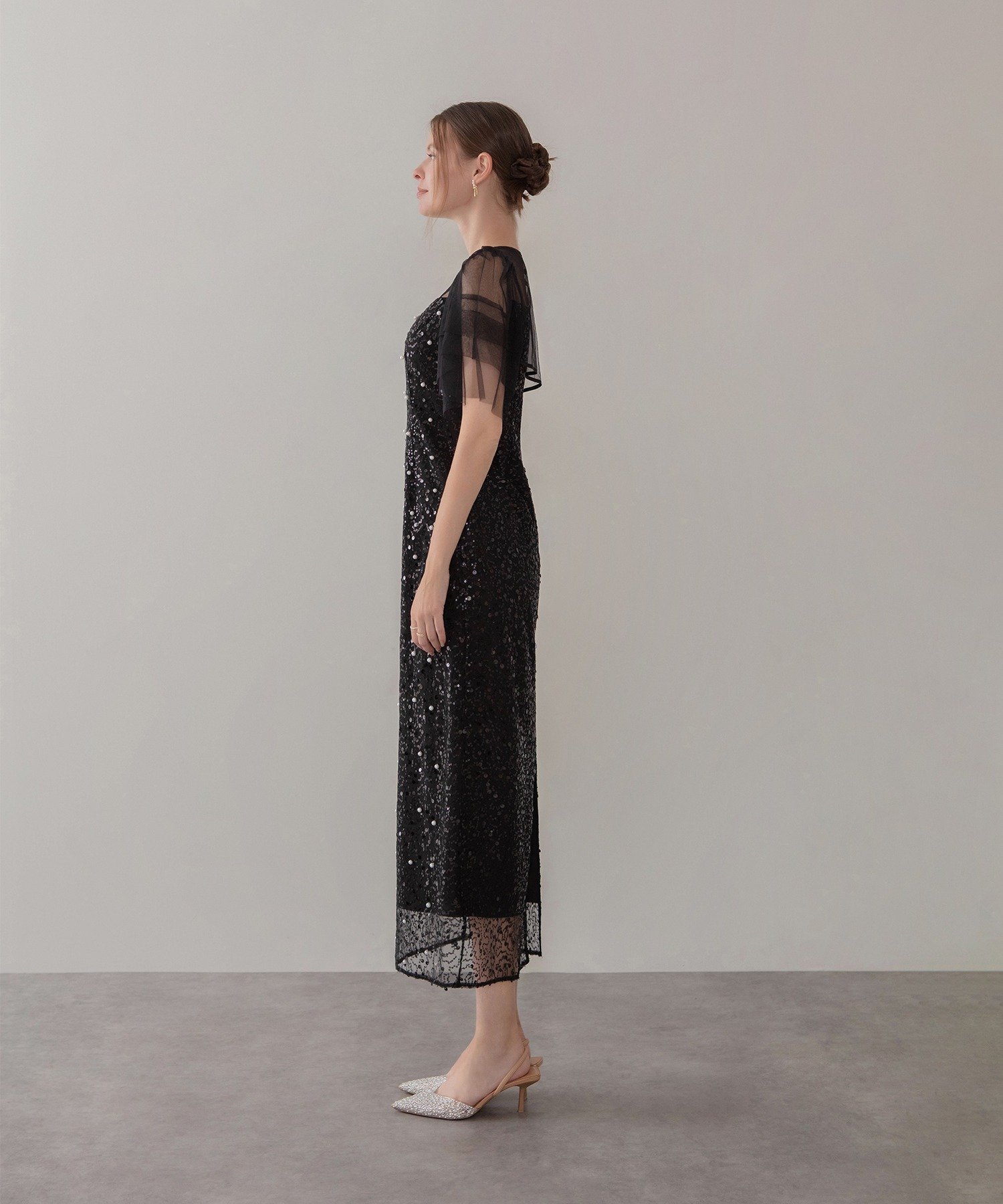 Leja｜Leja-スパンコールパールミックスボレロIラインワンピースドレス