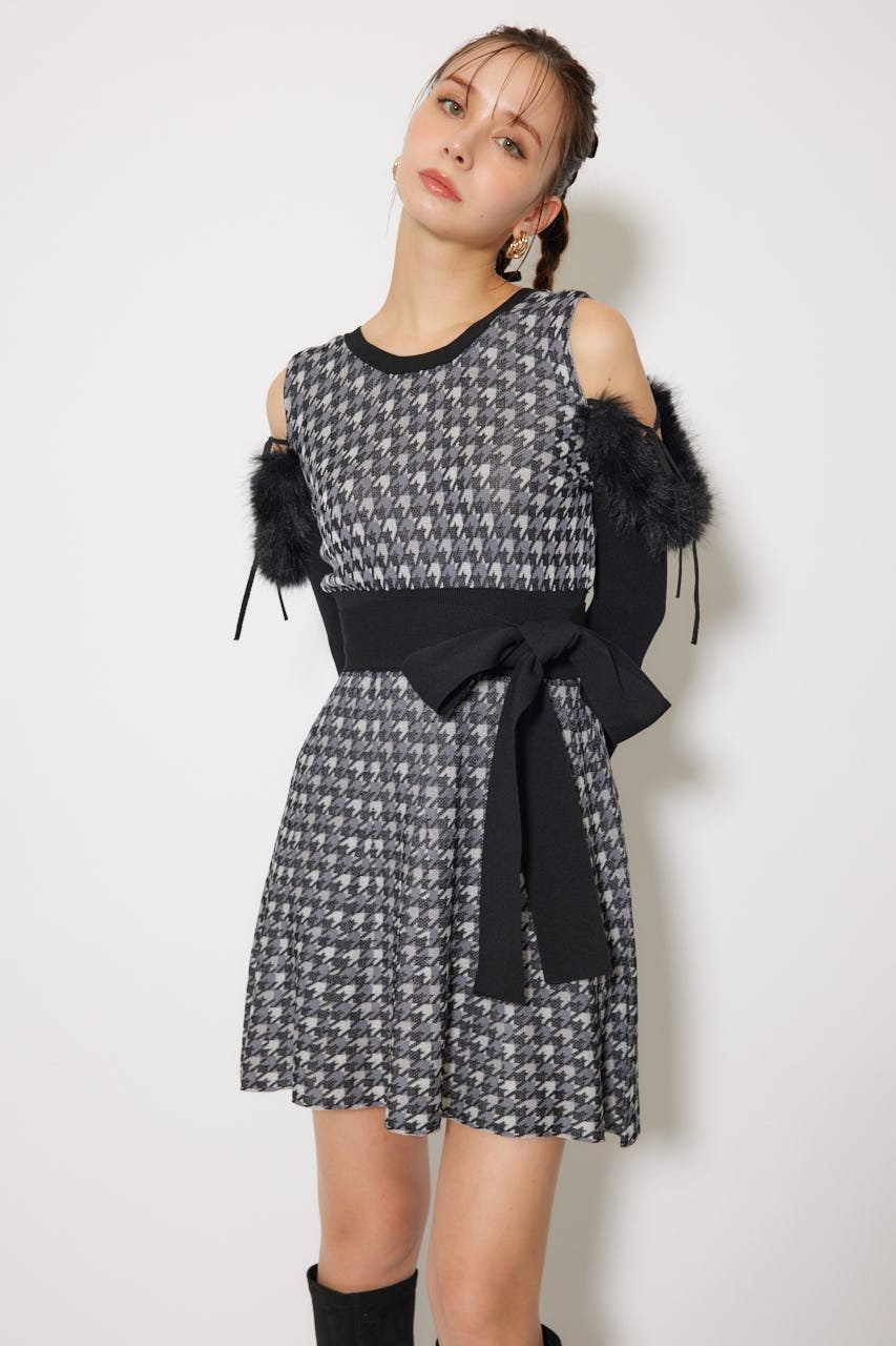 rienda｜many wayフェイクファージャガードミニニットワンピース