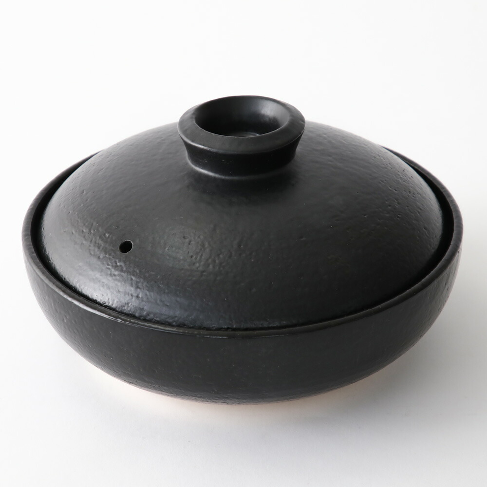 楽天市場】浅型土鍋 24cm 日常茶飯器 黒 7.5号 持ち手なし すき焼き鍋