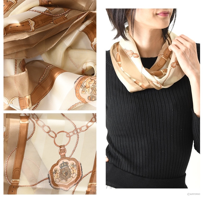 楽天市場】日本製 シルク ネックスカーフ ループ スカーフ スヌード