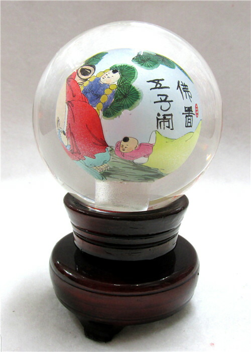 楽天市場】水晶玉内面繪画置物 中国工芸品 インテリア小物 新築 飾り物