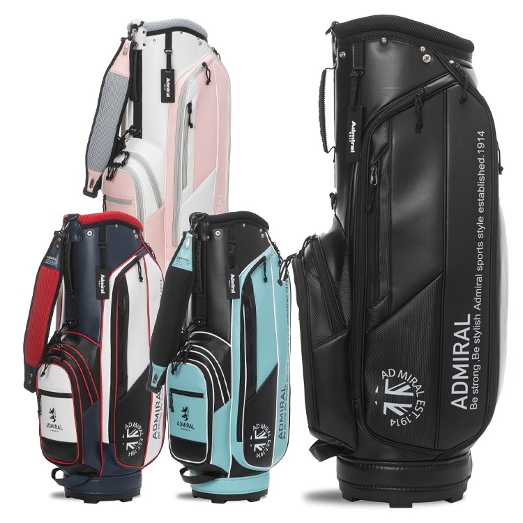 送料無料/美品 Admiral エナメル大型ゴルフバッグ /ヘッドカバー付き