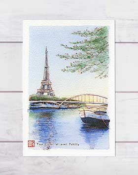 楽天市場】エッフェル塔とドゥビリ橋 ( セーヌ川 河川 船 塔 橋