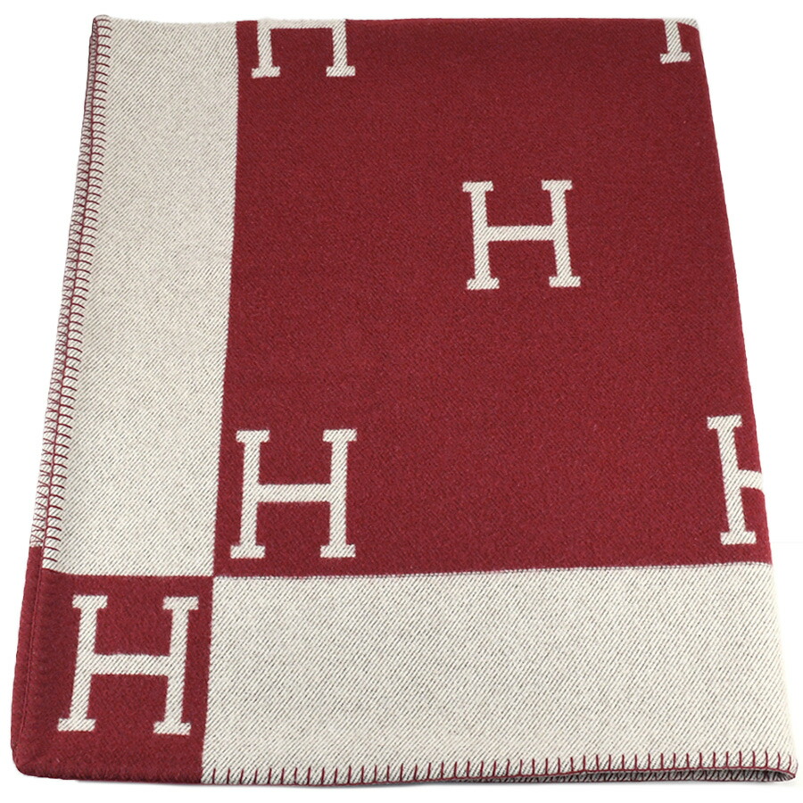 楽天市場】HERMES エルメス ブランケット アヴァロン Hロゴ レッド 赤