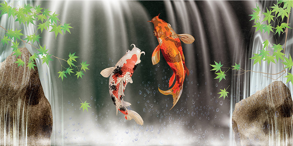 楽天市場】国産 日本製 送料無料 6尺6曲 屏風SLデザインシリーズ 鯉の