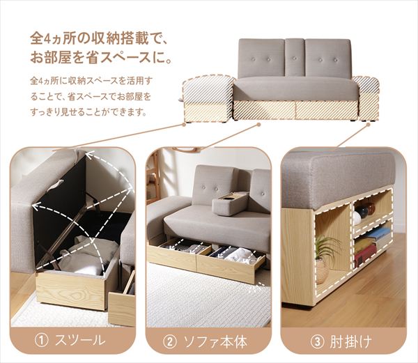 楽天市場】2WAY 収納できるソファベッド np-fc-3345 ソファ ソファ