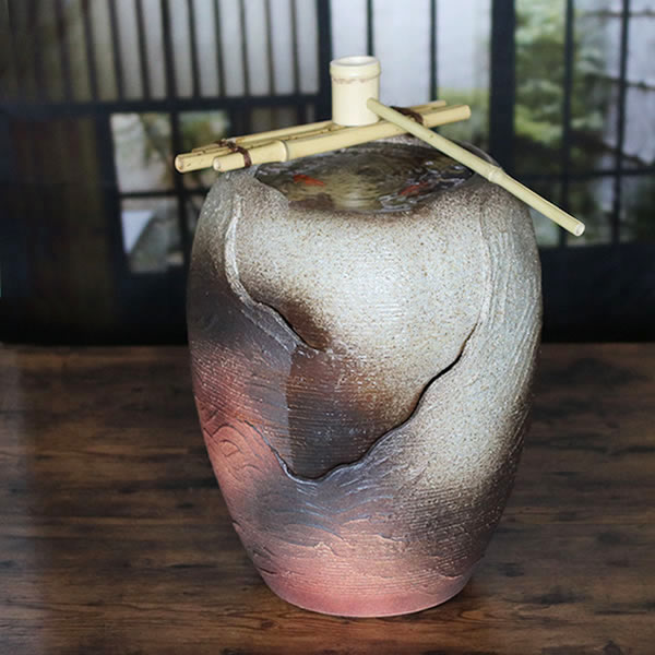 楽天市場】【ポイント10倍】送料無料 信楽焼き火色 湧き水電動つくばい