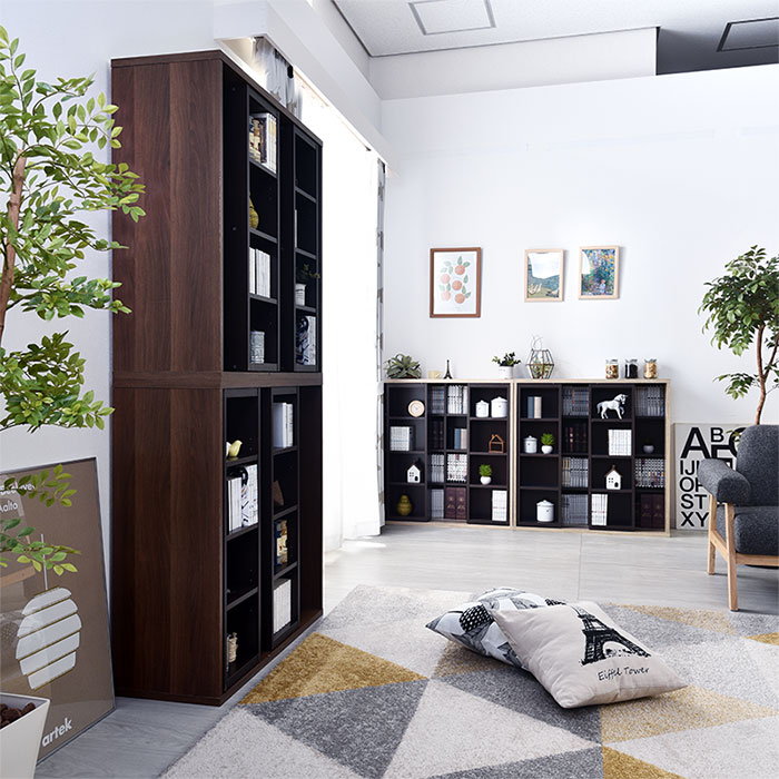 楽天市場】ダブルスライド式 本棚 ラック 奥深タイプ900幅 2個セット