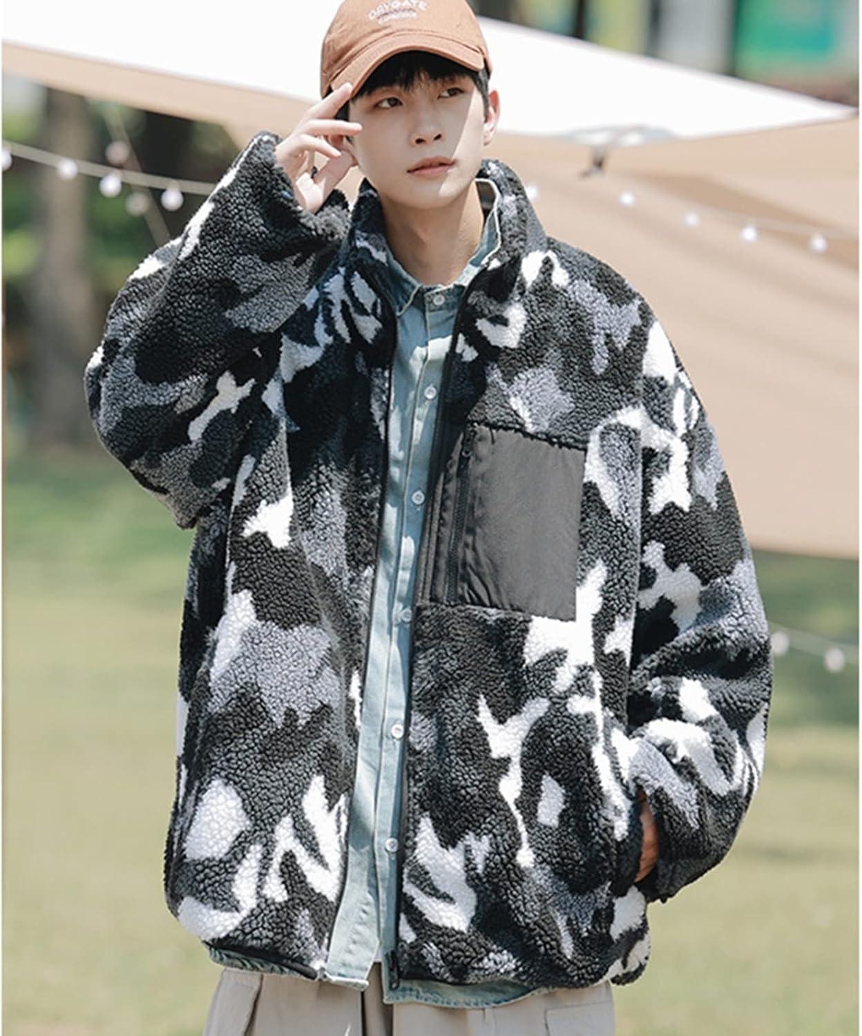 楽天市場】メンズ ボアジャケット 迷彩 カモフラ柄 スタジャン