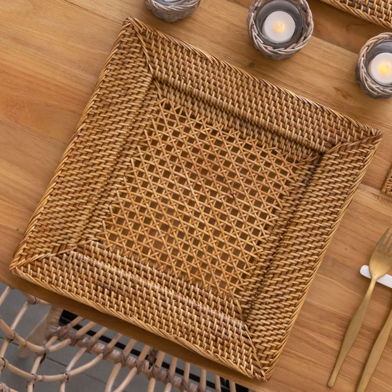 楽天市場】プレートトレイ アンダープレート プレート トレイ ラタン