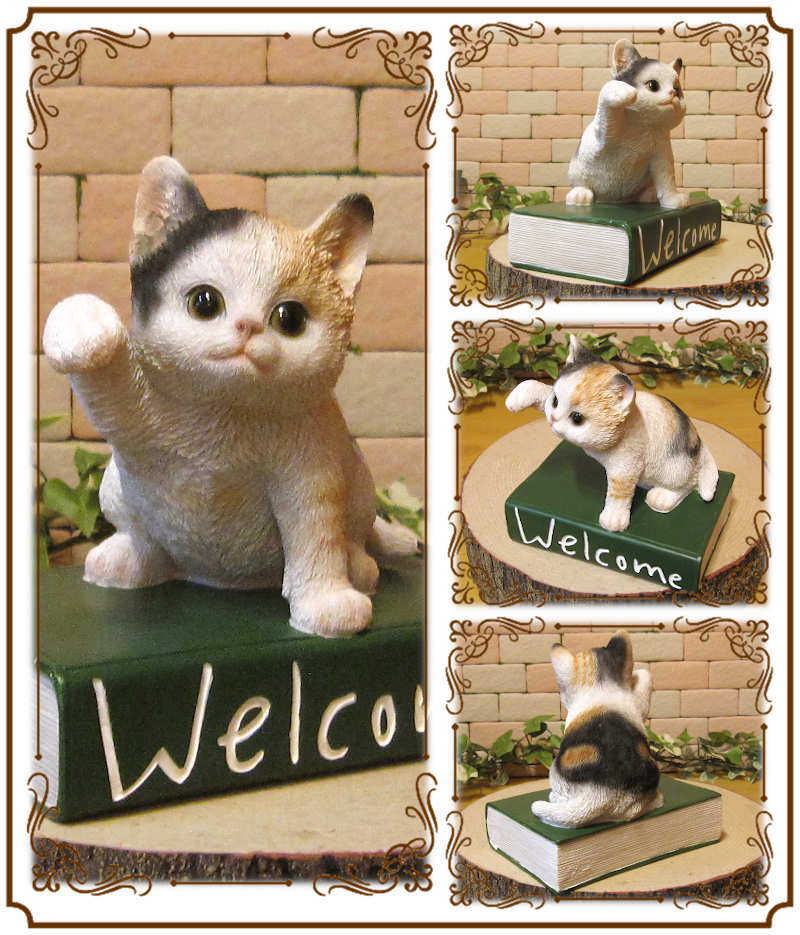 楽天市場】猫の置物 ミケ ウエルカムブック 猫雑貨 ネコ ねこ オブジェ