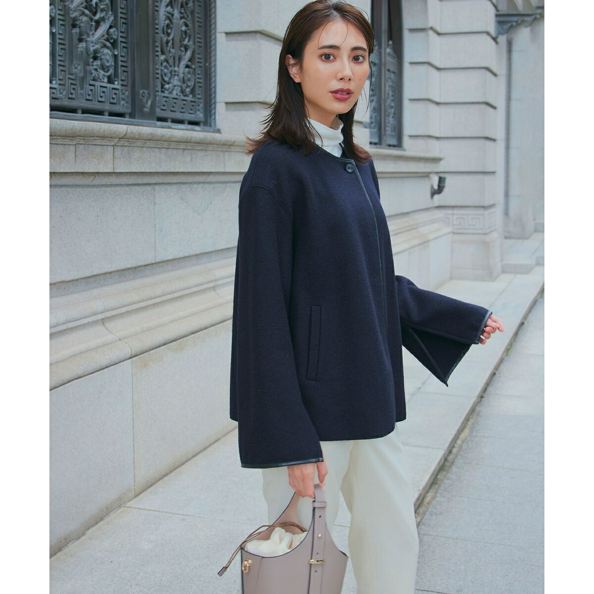 楽天市場】コンプレストパイル ノーカラー アウター／23区（23KU