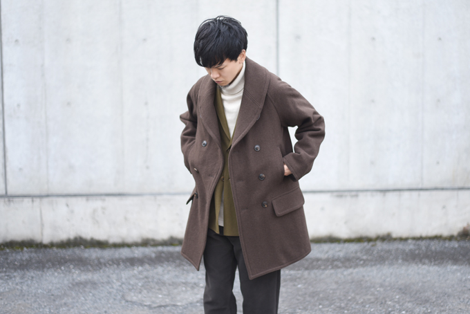 COMOLI -ヤクメルトン ショールカラーコート,バルカラーコート