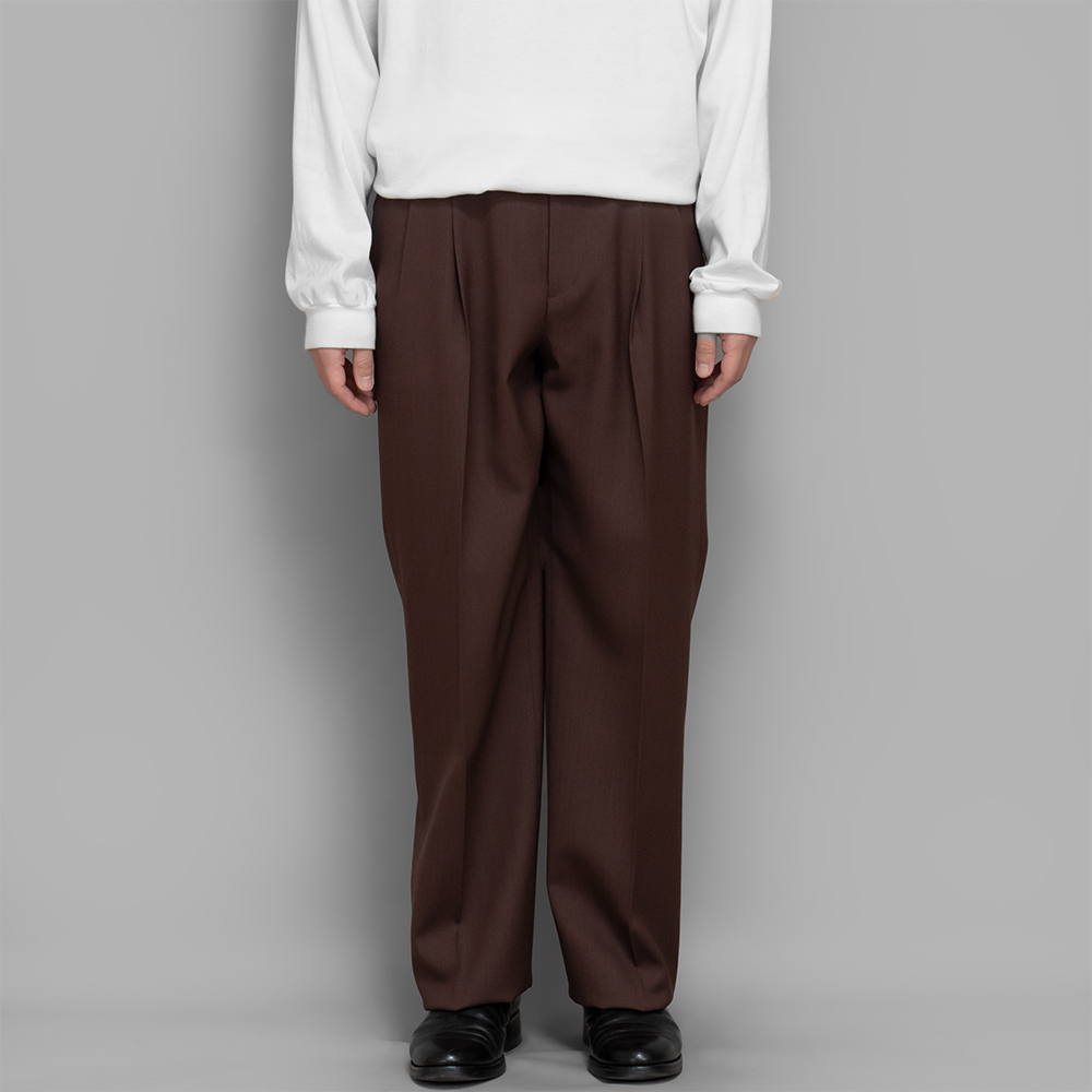 WOOL KID MOHAIR HOPSACK TWO-TUCK SLACKS