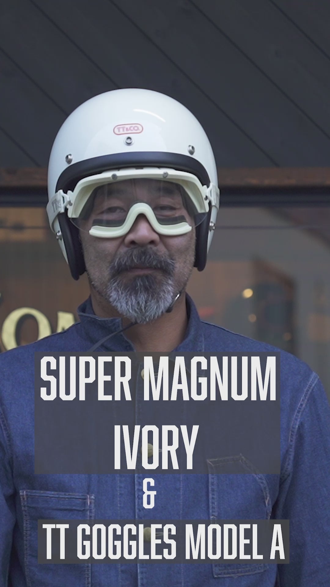 TT&CO. SUPER MAGNUM STANDARD IVORY 3/4 OPEN FACE MOTORCYCLE HELMET