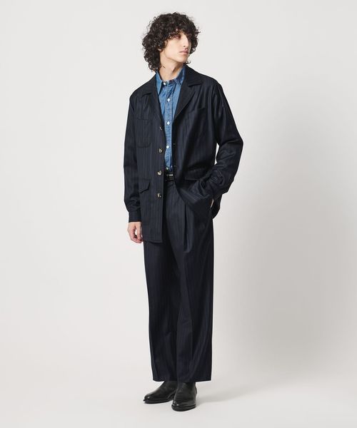 CARUSO per District＞ストライプ サファリジャケット