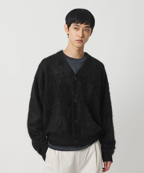 H＞カシミヤファー Vネック カーディガン