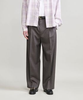 H BEAUTY&YOUTH】グレー ストライプ 2プリーツワイドスラックス H