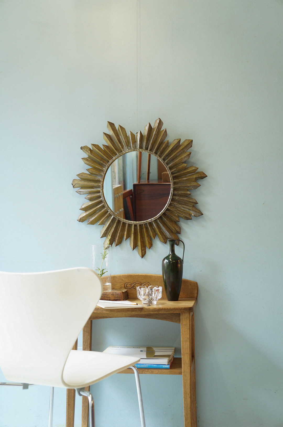 ミッドセンチュリー ヴィンテージ サンバースト ウォールミラー 壁掛け