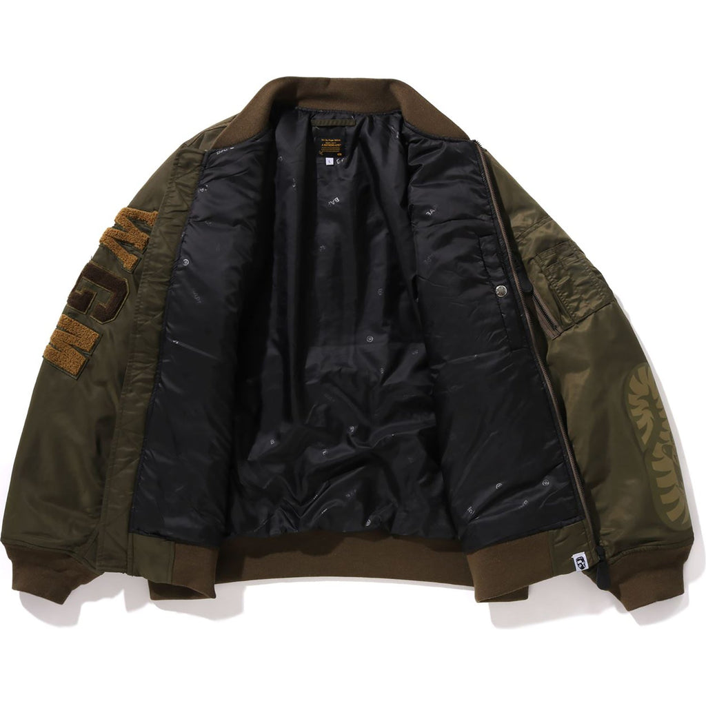 BAPE Men's SHARK MA-1 Flight Jacket - Embroidered Design | BAPE