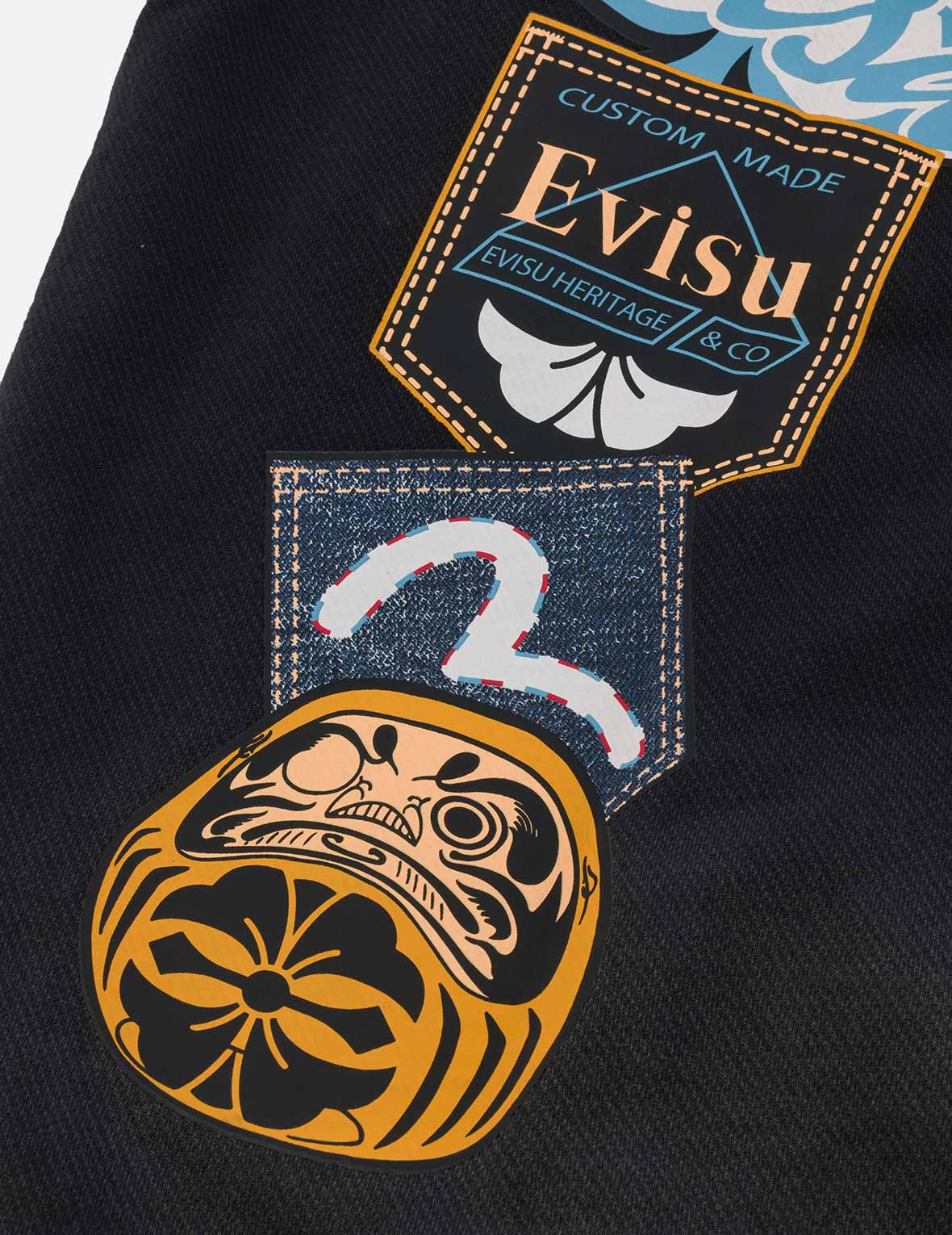 Washed Seagull and Logo Badge Daicock Print Loose Fit Sweatshirt