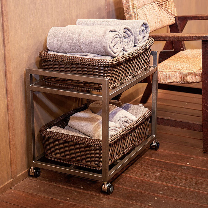 ランドリーワゴン 2段 バスケット2個付 WG-001-BS— ウリサポ