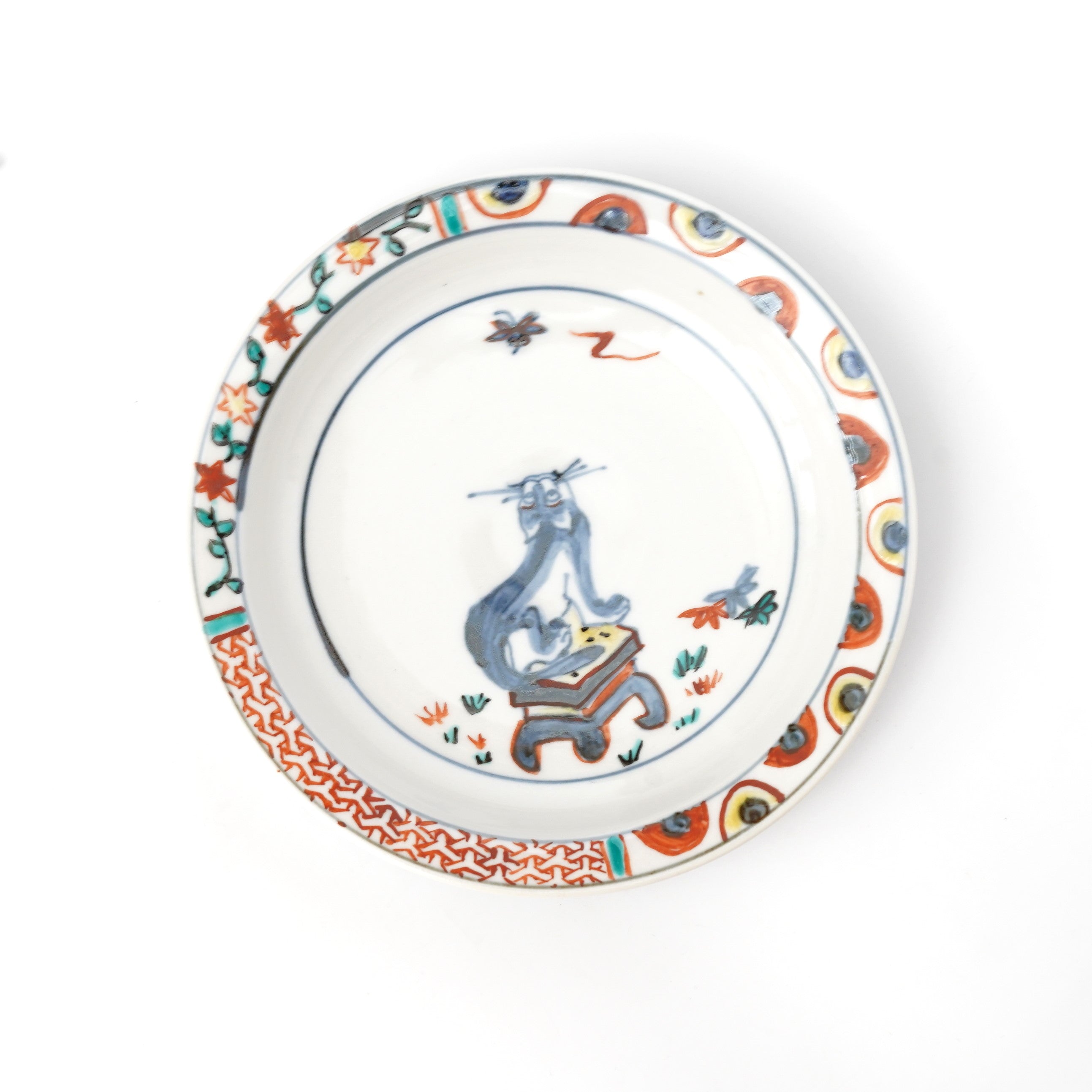 山本恭代】猫図皿 天啓赤絵写 – うつわ御結