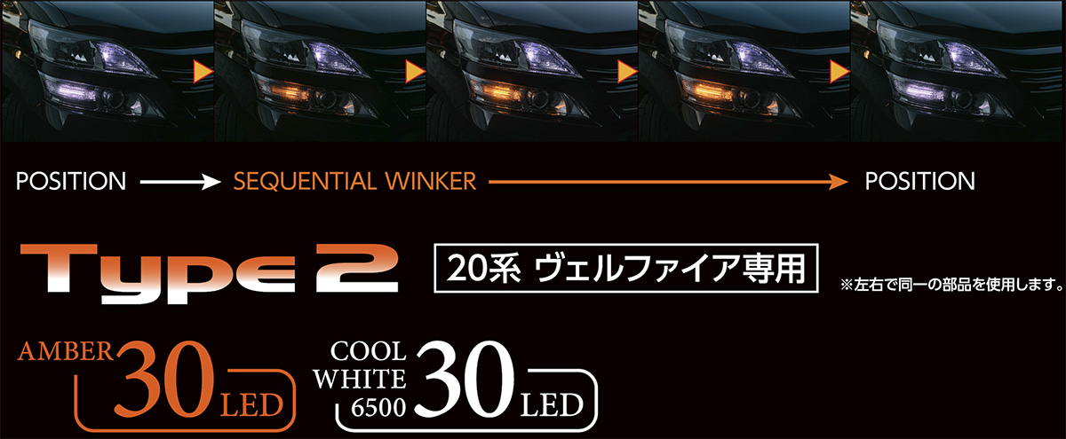 ジュエルLED シーケンシャル ウインカーポジションバルブ タイプ2 20