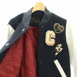 スタジャン レザー ワッペン ウール S 紺 白（2022/01/14買取