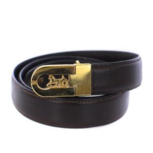 ヴィンテージ ベルト バックル レザー 馬車ロゴ ゴールド金具 75 濃茶