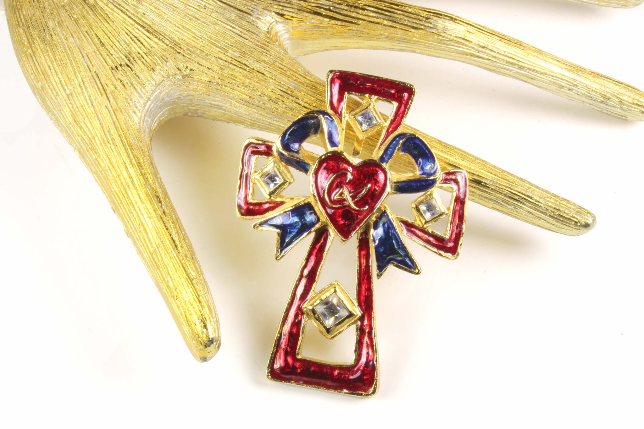 CHRISTIAN LACROIX enamel cross pendant brooch – Vintage Carwen