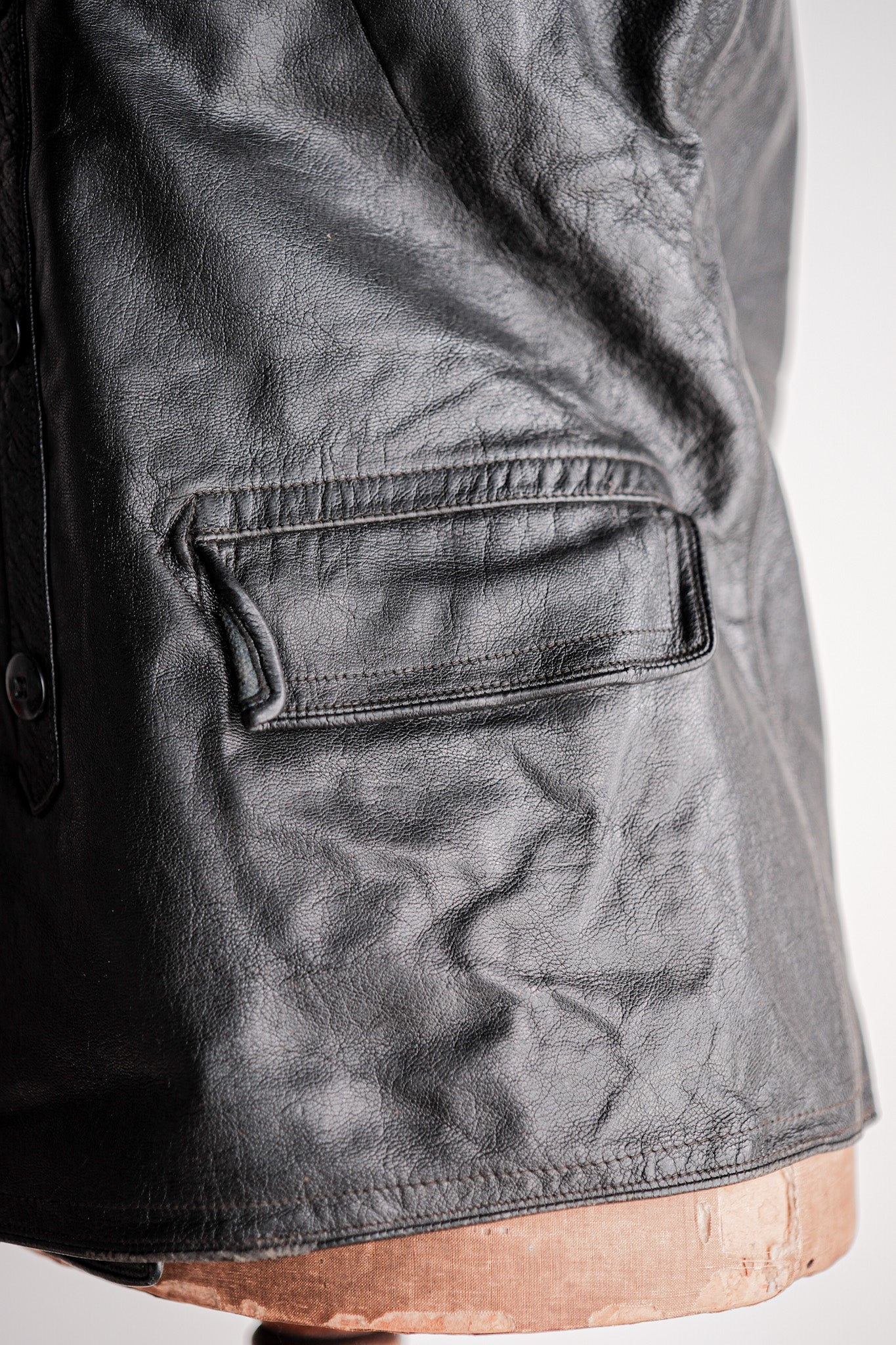 40's] Swedish Vintage Double Breasted Leather Jacket