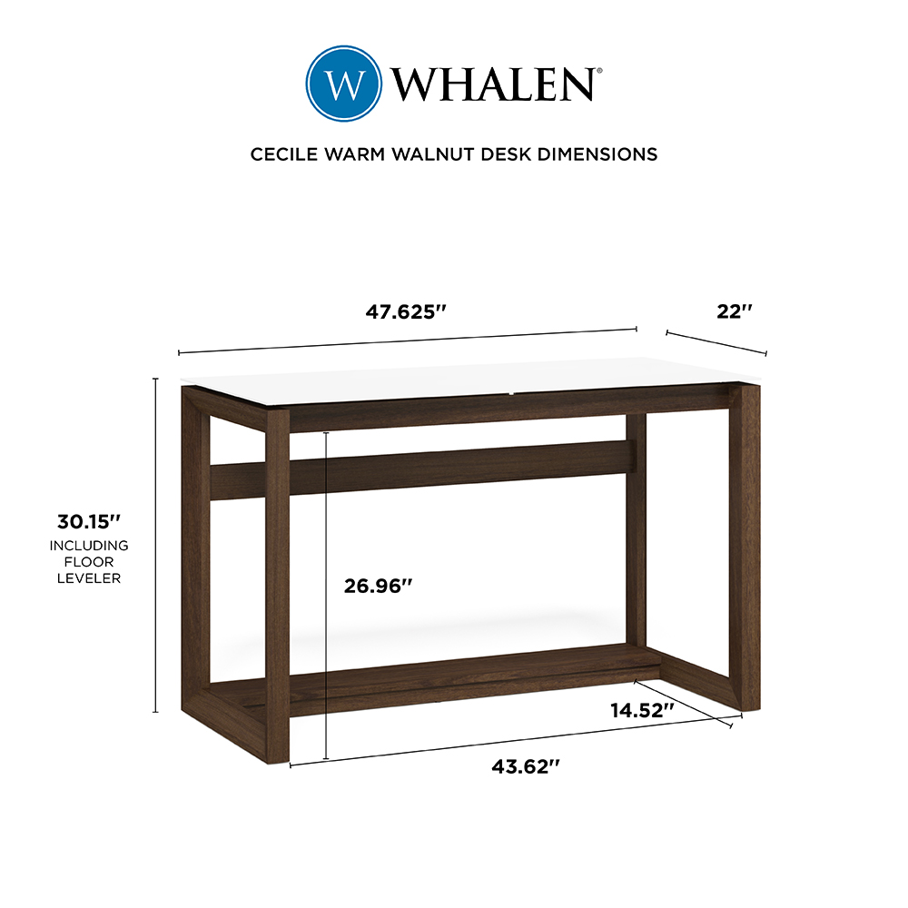 Cecile 48in Snowdrift White/Warm Walnut Writing Desk | Whalen