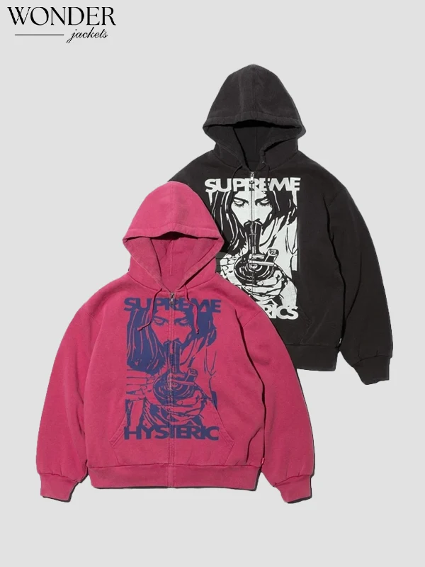 Supreme Hysteric Glamour Thermal Lined Zip Up Hoodie
