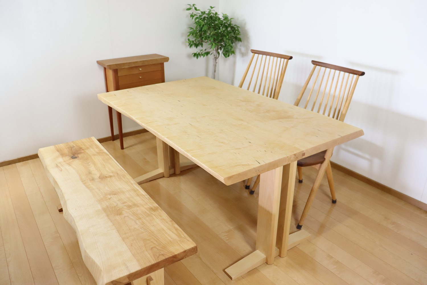 一枚板 ダイニングテーブル ハードメープル 1500 MS-7477 - 一枚板