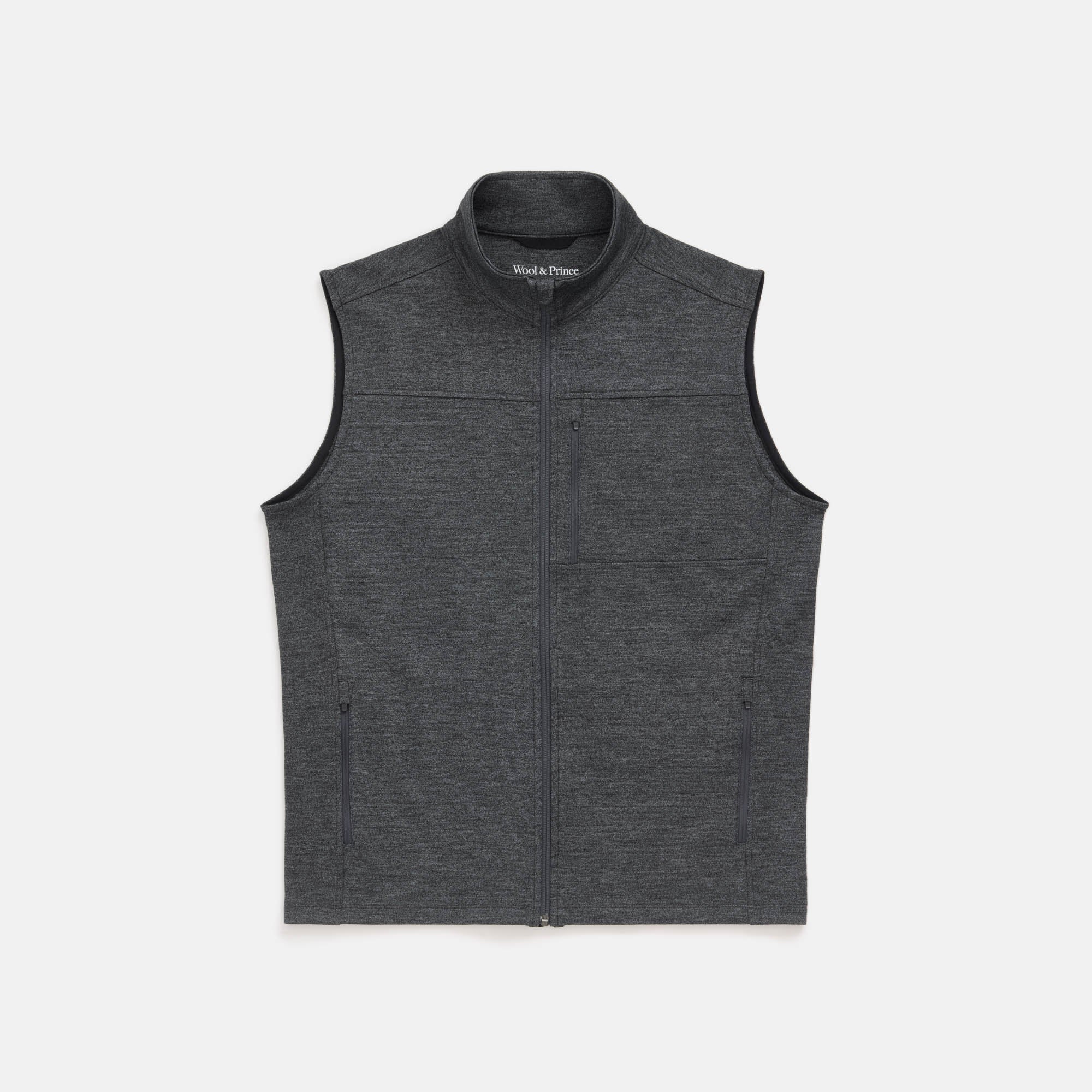 Merino Wool Full-Zip Ponte Vest | Black Marl – Zip Vests | Wool&Prince