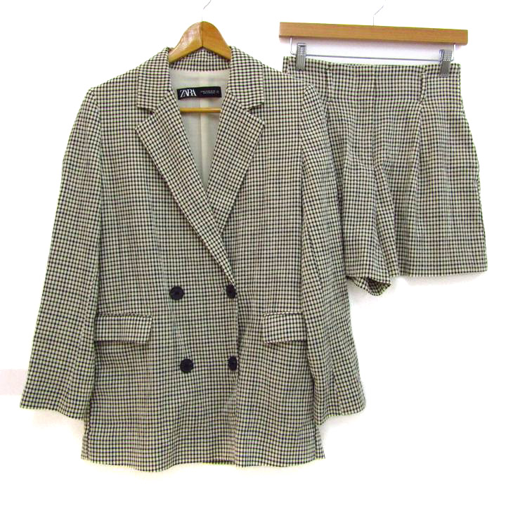 ザラ スーツ セットアップ ストレッチ 上下セット 黒 レディース USA