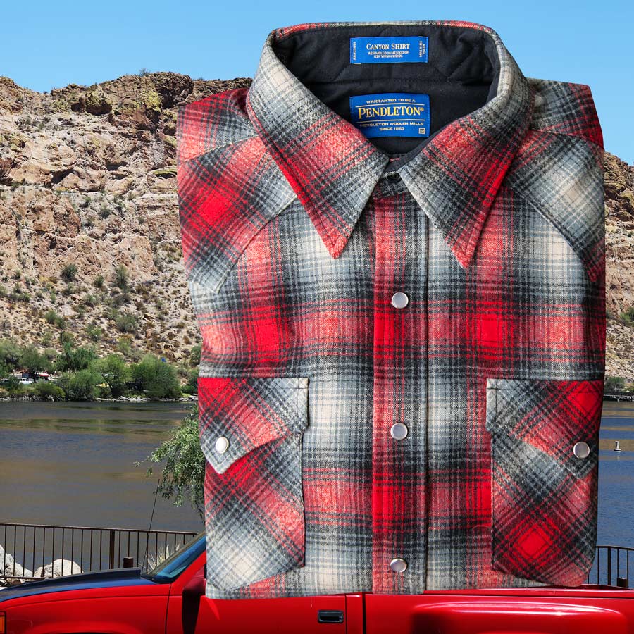 ペンドルトン ウエスタンシャツ（レッド・ブラック・ベージュオンブレ