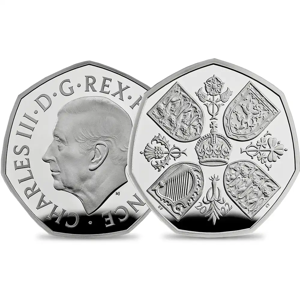 2022 チャールズ3世 エリザベス2世追悼記念 50ペンスプルーフ銀貨 未