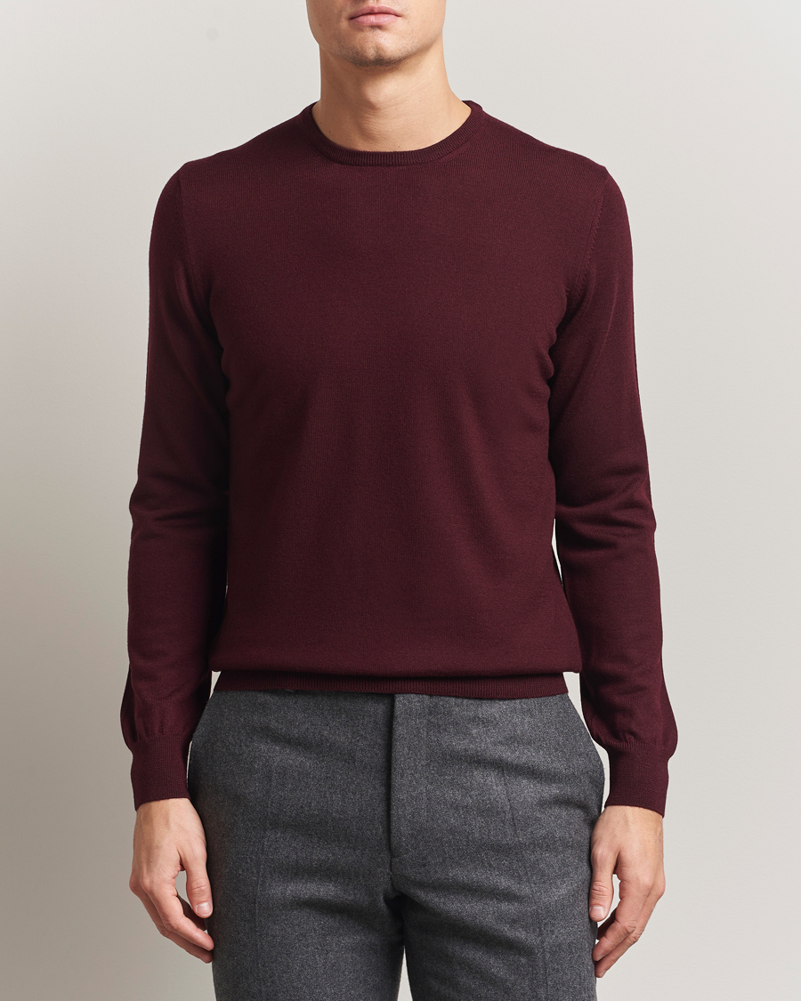 Gran Sasso Merino Fashion Fit Crew Neck Pullover Burgundy at
