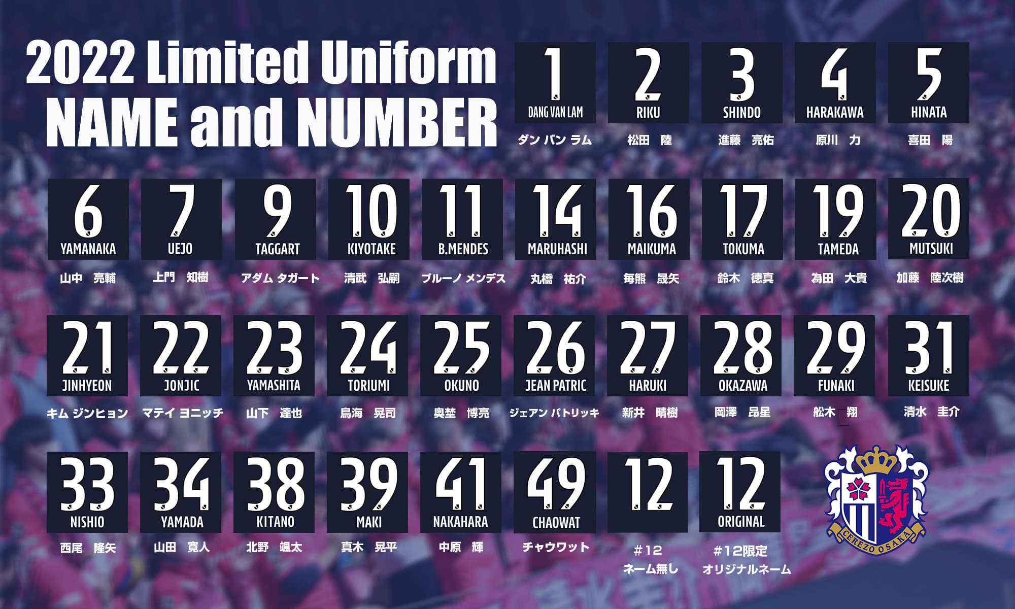 リミテッドユニフォーム2022｜セレッソ大阪オフィシャルウェブサイト