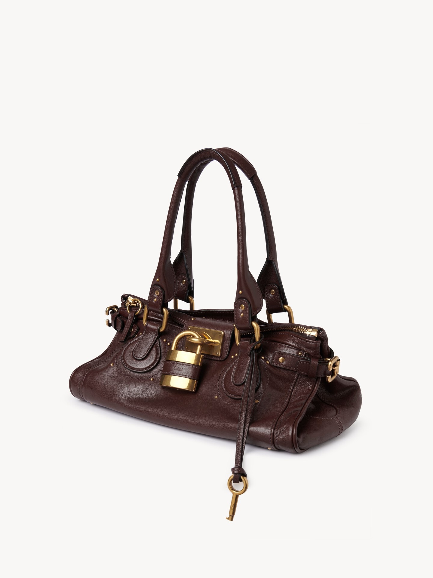 Paddington bag in grained leather Purple - Chloé