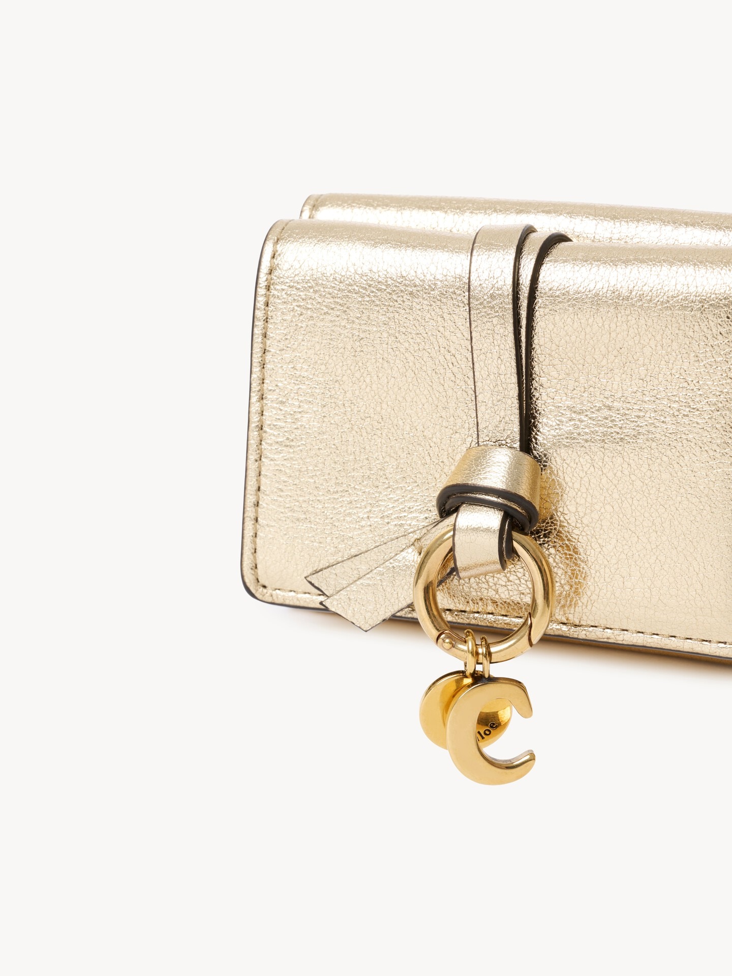 メタライズドレザー製Alphabetミニトリフォールド 黄色 - Chloé