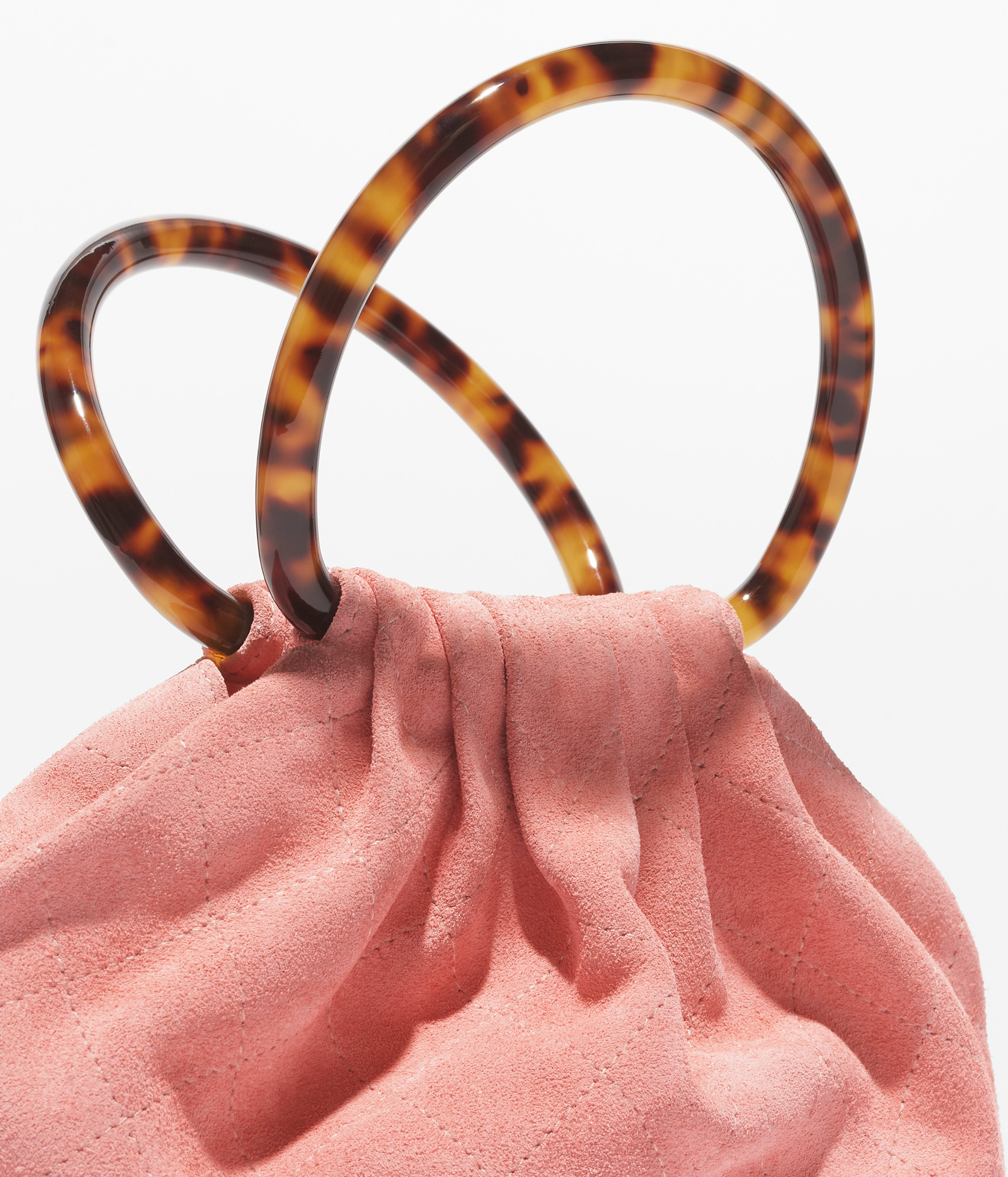 スモール ホーボー バッグ、スエード カーフスキン、トータスシェル