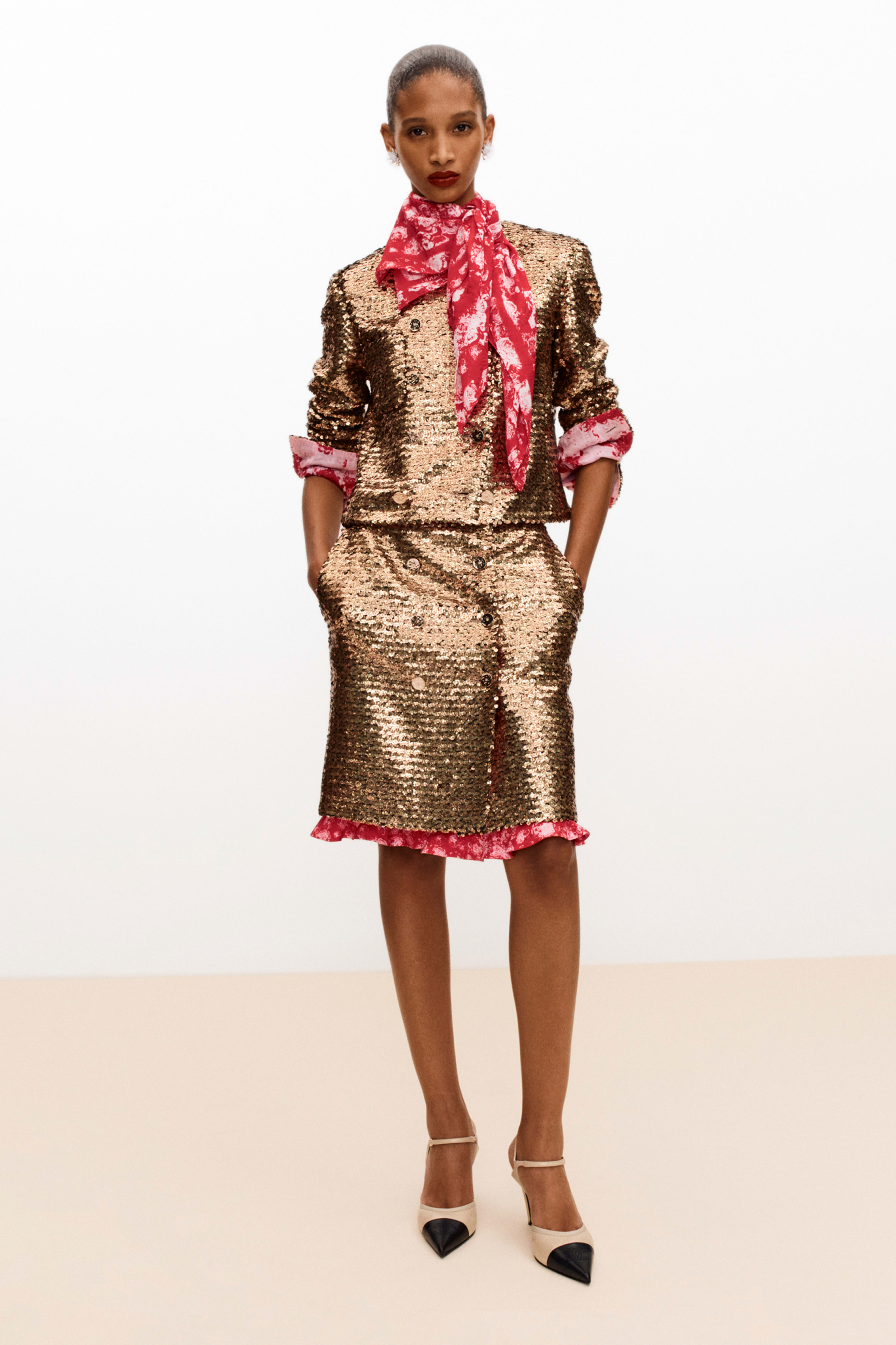 ミディ スカート - グリッター、ゴールド & ブラック — ファッション